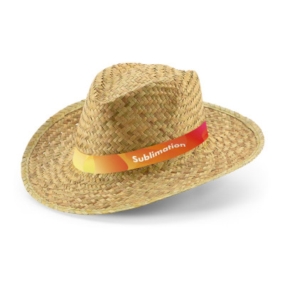 JEAN RIB. Natural straw hat with sublimated elastic band